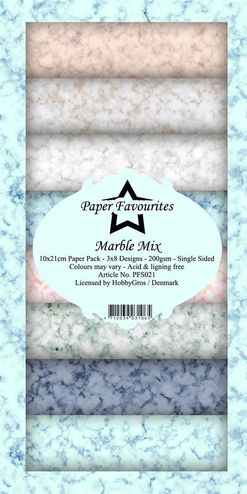 Paper Favourites slim card Marble mix 3x8 desig 10x21cm 200g
